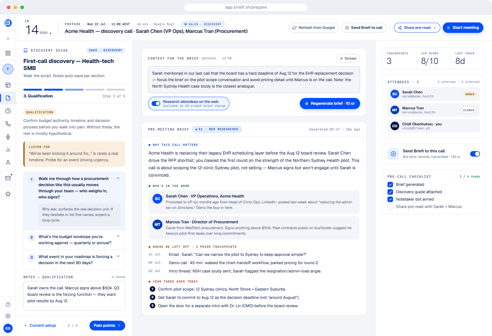 Briefi desktop — Prepare