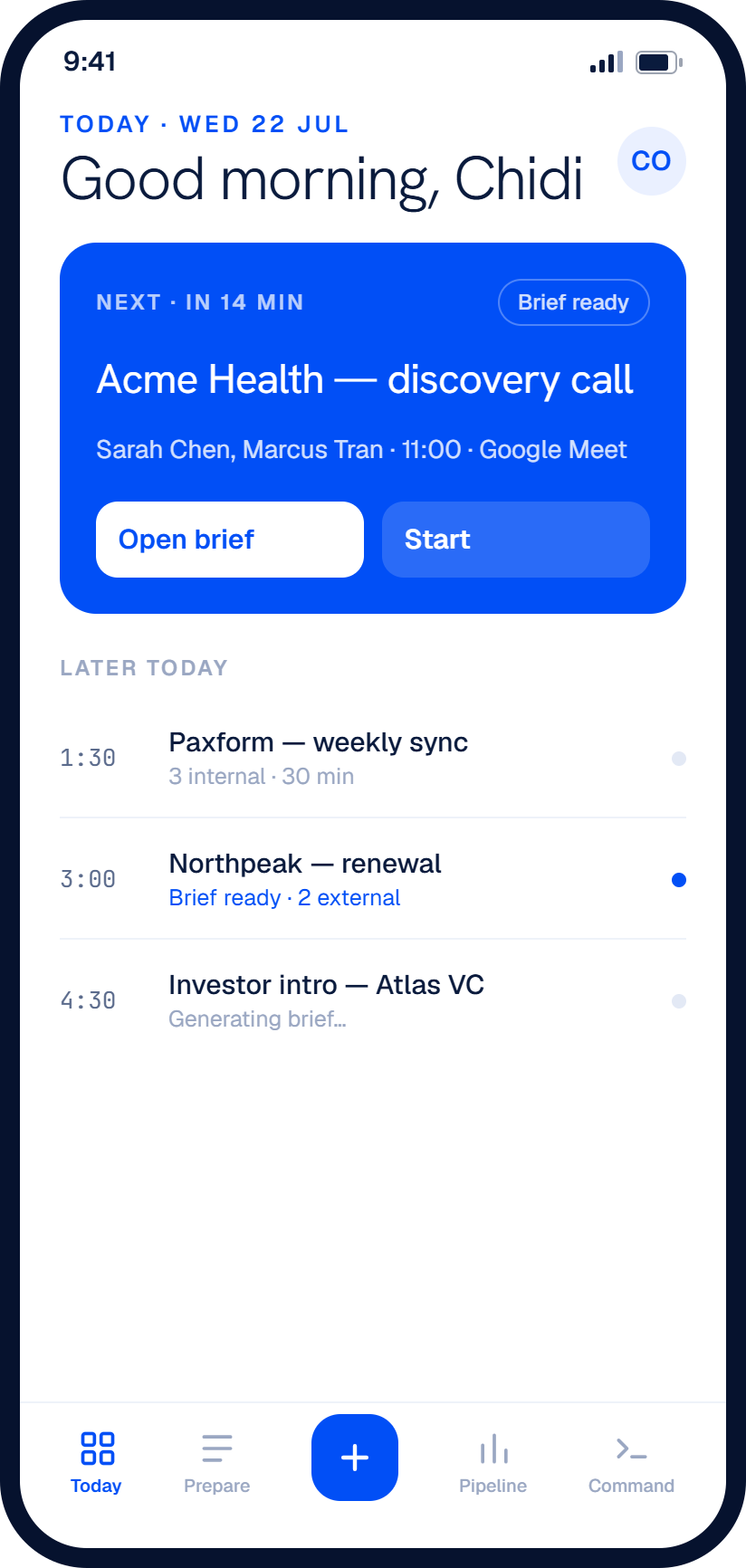 Briefi mobile — Today